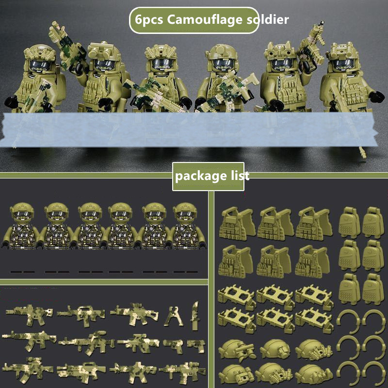 ตํารวจเมือง Camouflage Ghost คอมมานโดกองกําลังพิเศษ Building Blocks MOC โมเดิร์นรัสเซียทหารอาวุธของเล่น