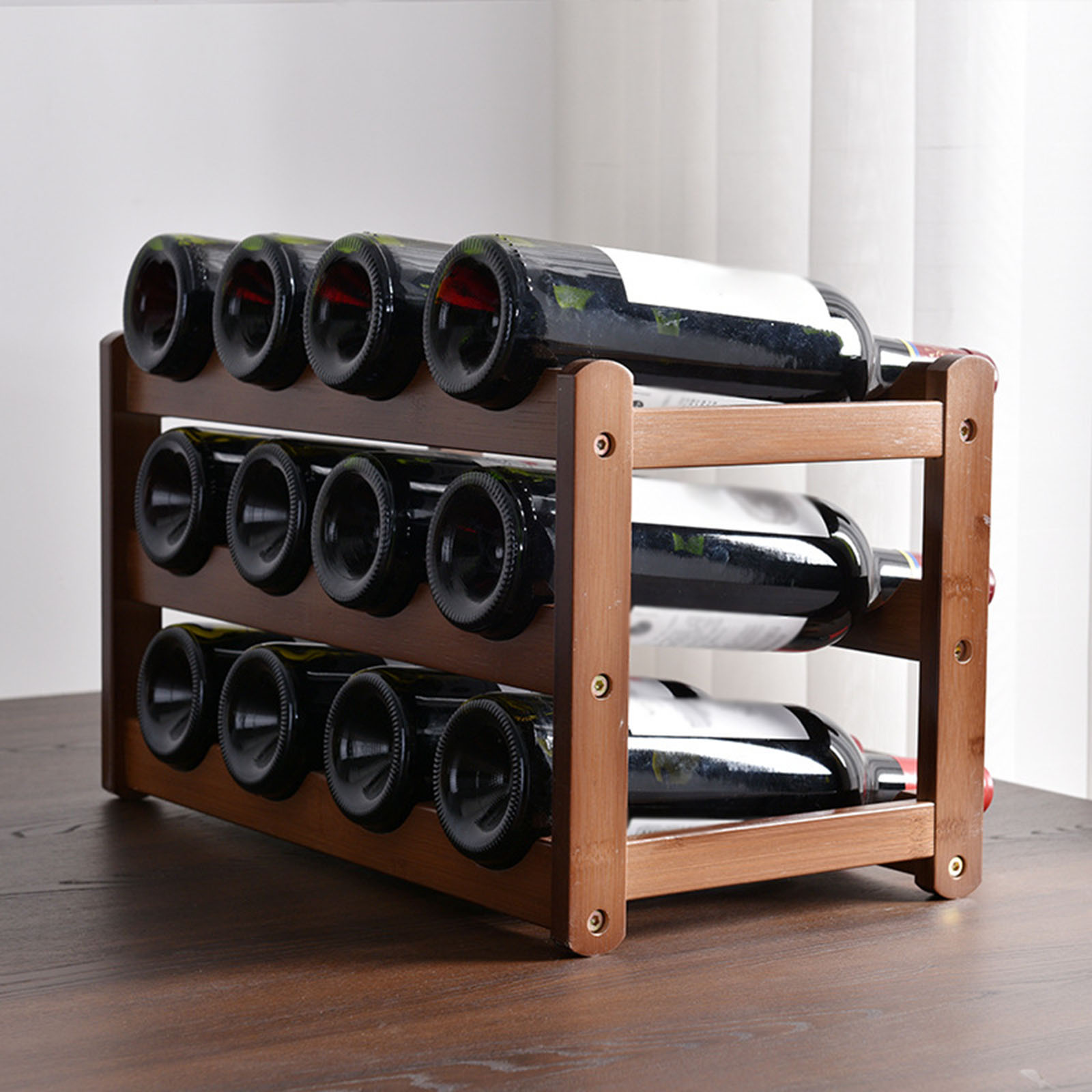 Wood Wine Rack Smooth Surface Decoration Thicken Material Red Wine Display for Bar Dining Room Living Room Household Home
