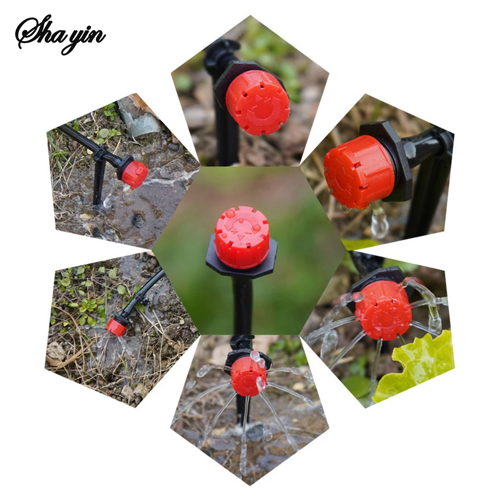 50/100 pz Regolabile Irrigazione Giardino 1/4 '' Emettitore Gocciolatore Micro Irrigazione a Gocciolamento Irrigatori per Sistema di Irrigazione