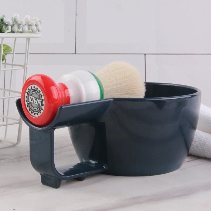 Yaqi Ciotola da barba in plastica di colore nero blu scuro di alta qualità per pennello da barba da uomo
