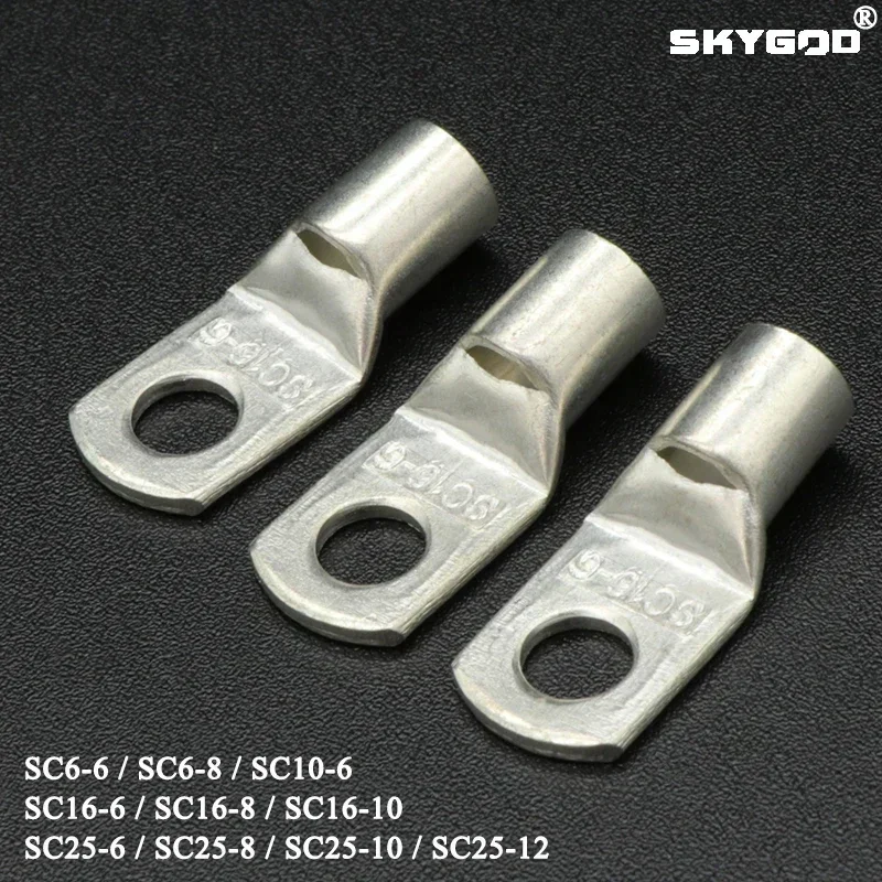 10/50 Con SC Loại Dây Mũi Nhà Ga SC6 SC10 SC16 SC25 Đồng Trần Pin Khối Ổ Lỗ ID 6 8 10 12Mm Lọn Uốn Dây Cổng Kết Nối