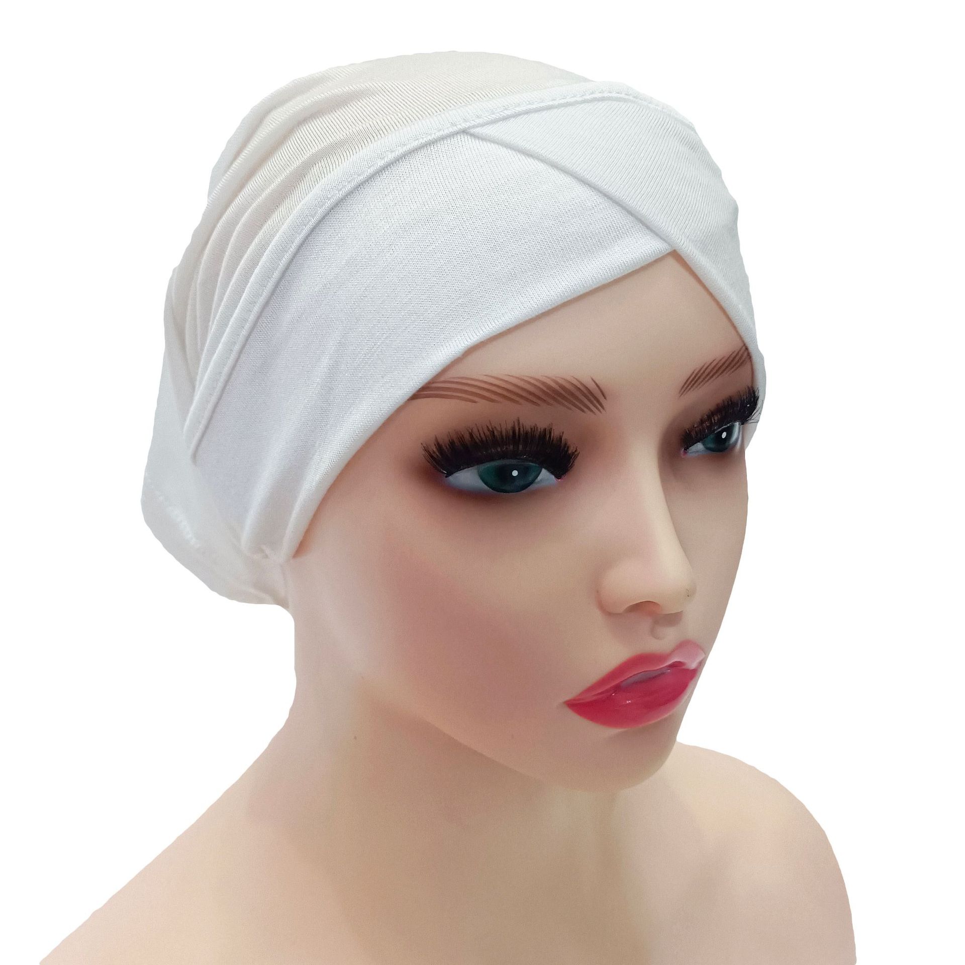 Novo elástico cruzado modal camisa interior hijab chapéus muçulmano underscarf turbante gorro cachecol islâmico tubo feminino headwrap