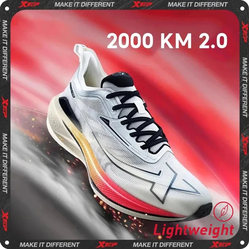 Xtep 2000 KM 2.0 Loopschoenen Heren 2024 Zomer Professionele TPU Schokabsorptie Sneakers 876219110043 (snuitste halve maat dons)