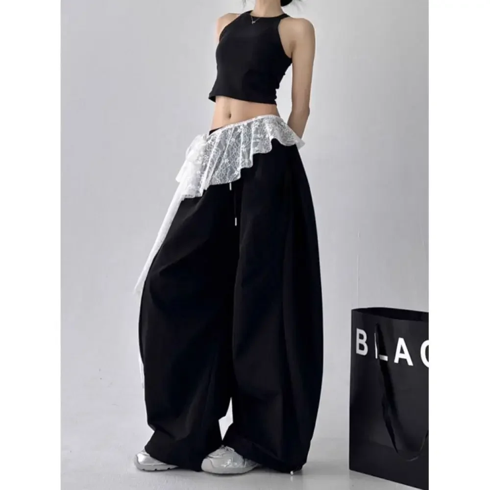 Mini saia bordada de renda com flores, irregular, y2k, streetwear, saias franzidas, cintura alta, transparente, renda, saia com babados