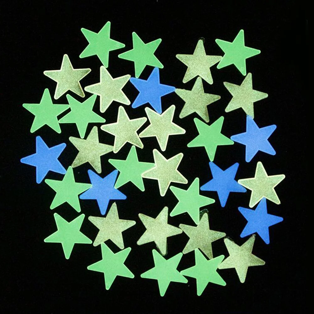 100 ピース/セット星発光ウォールステッカー暗闇で光る子供のためのベビールームの装飾デカールカラフルなスターホーム DIY 装飾壁画