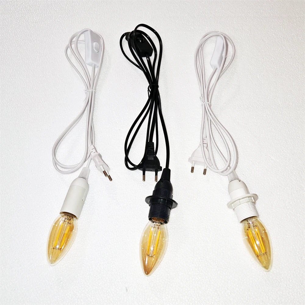 E14 Lamp Holder 1.8m EU/US/AU/UK Plug Power Cord Lamp Base Socket LED Pendant Light Head With 303 Switch Extent Cable