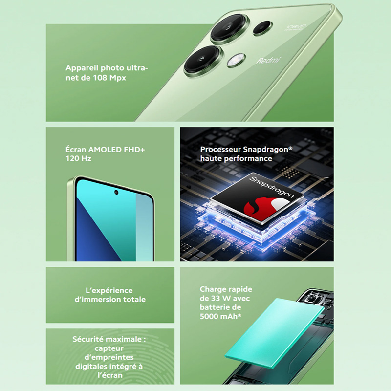 Xiaomi redmi note 13 4g, handy, nfc, snapdragon®685 mobile Plattform, 5000mAh,33W Aufladen, 108 MP Kamera