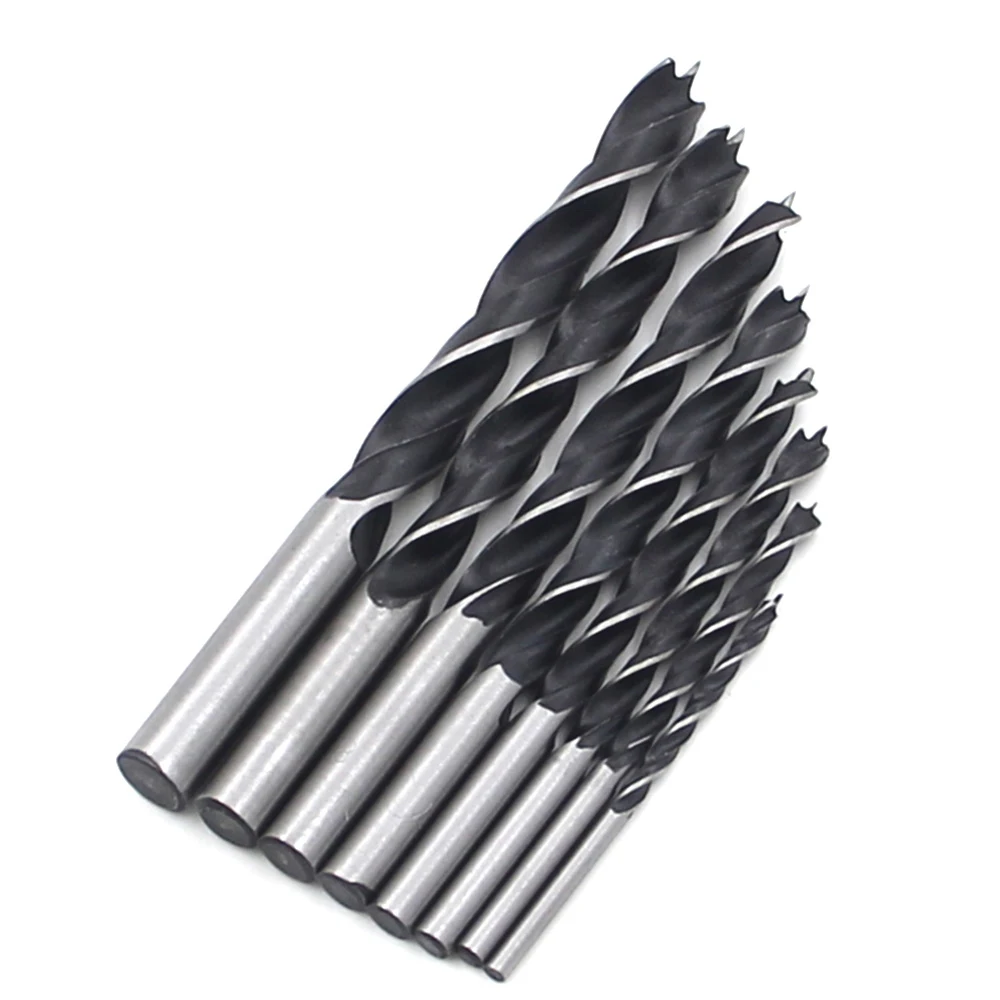 8 piezas de taladro de carpintería de tres puntas de 3-10mm, taladro de rama de CC, broca eléctrica de perforación, herramienta de taladro helicoidal, juego de caja de plástico
