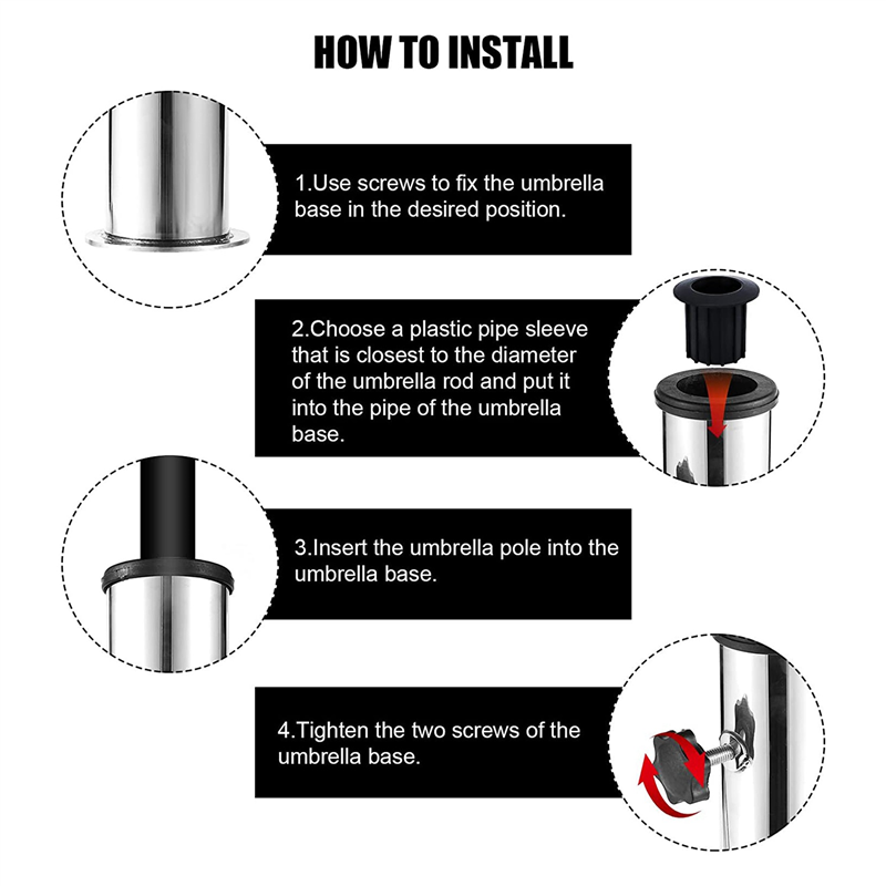 A04I Umbrella Pole Mount Stand Tube Set, Outdoor Parasol Base Holder Insert Pipe Sleeve, for Outside Garden Backyard Balcony