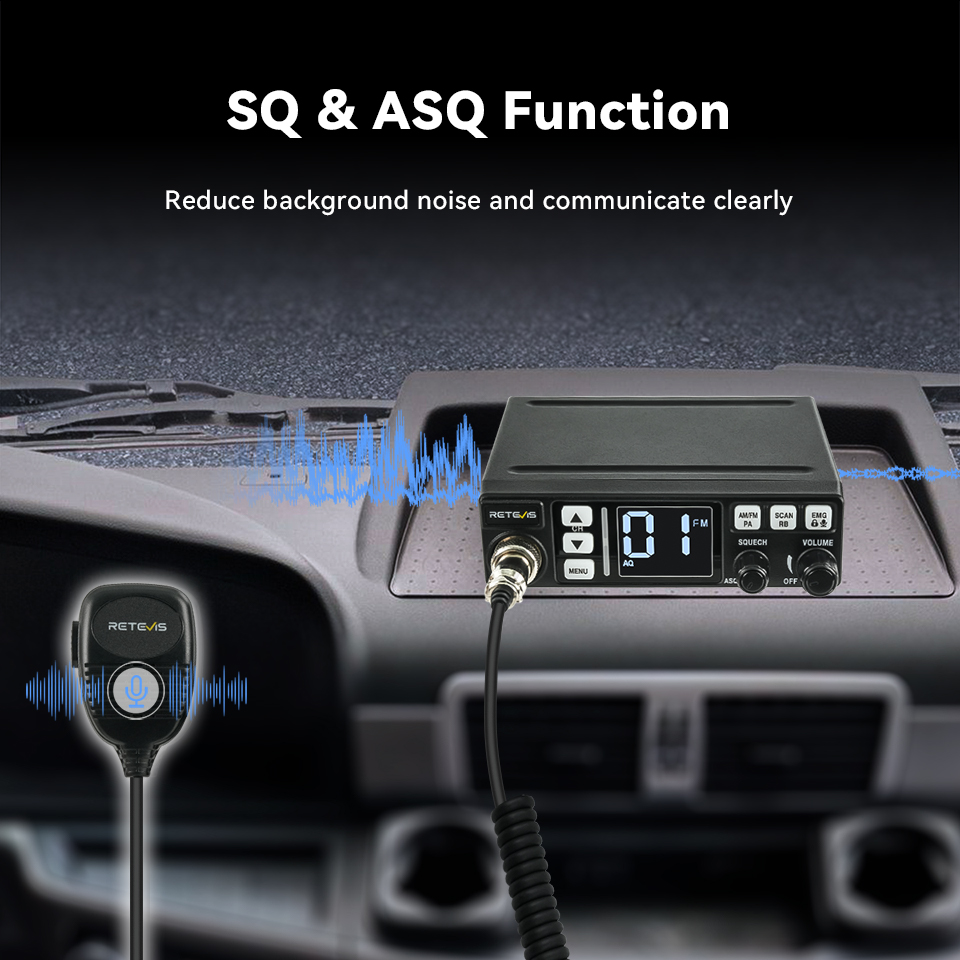 Retevis MB63 Estação de rádio CB Comunicação de longo alcance Profissional CB Car Mobile Ham Radio AM FM Canal 9/19 VOX para caminhantes