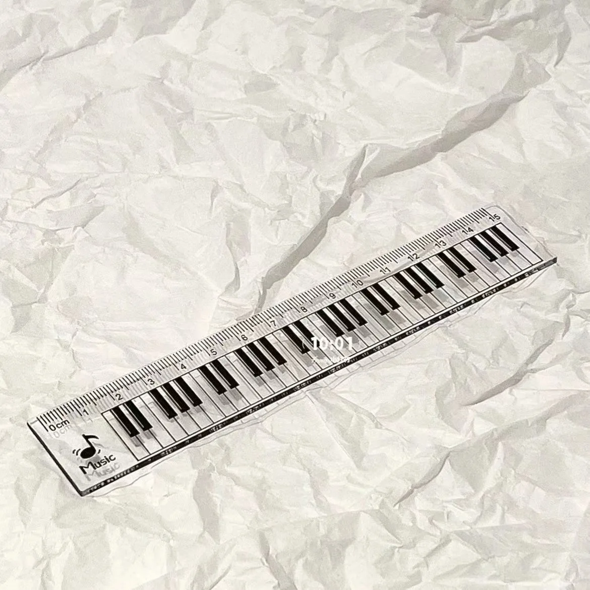 Black Piano Keyboard Music Theme Transparent Rulers 4-piece Set Student Plastic Triangle Ruler Protractor Set Kids Stationery