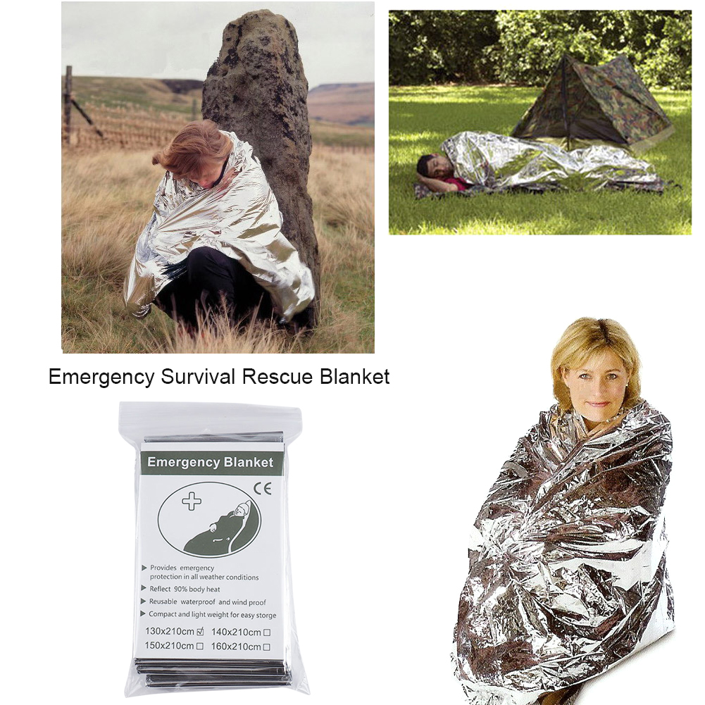 1-10 pçs cobertor de emergência ao ar livre sobreviver primeiros socorros kit de resgate militar à prova de vento folha impermeável cobertor térmico para acampamento