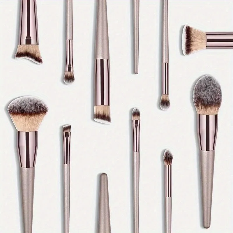 Juego completo de brochas de maquillaje color champán dorado, 10 Uds., base, polvo suelto, colorete, corrector, sombra de ojos, juego profesional