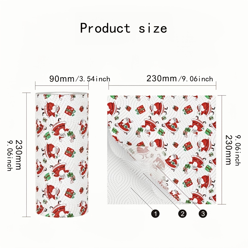 Christmas Kitchen Paper, Disposable Kitchen Cleaning Dual - Christmas Home Cleaning Tools, Christmas Decorative Paper Towels