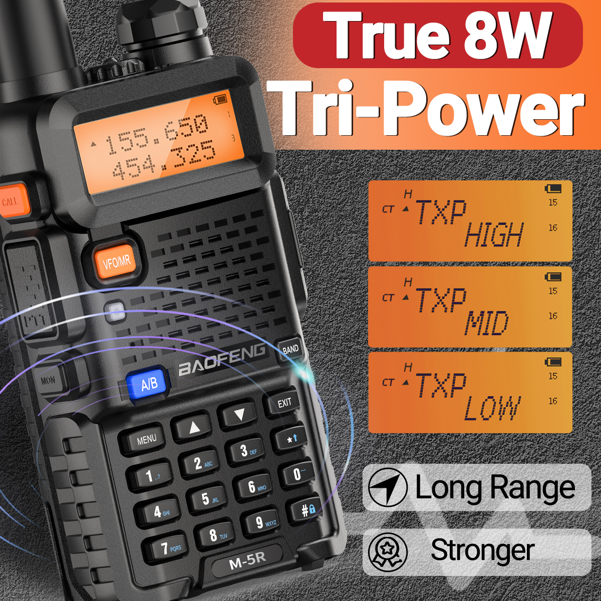 Baofeng M-5R 8W Walkie Talkie Multi Band Long Range Wireless Copy Frequency Two Way Radio Type-C Commutator Amateur Ham Radio