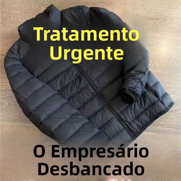 Jaqueta Masculina Ultra Leve de Pluma com Gola Alta, Aodão 90% Pluma, Quente, Moderna, Sem Etiqueta, Marca Bamboo, Ajuste P...