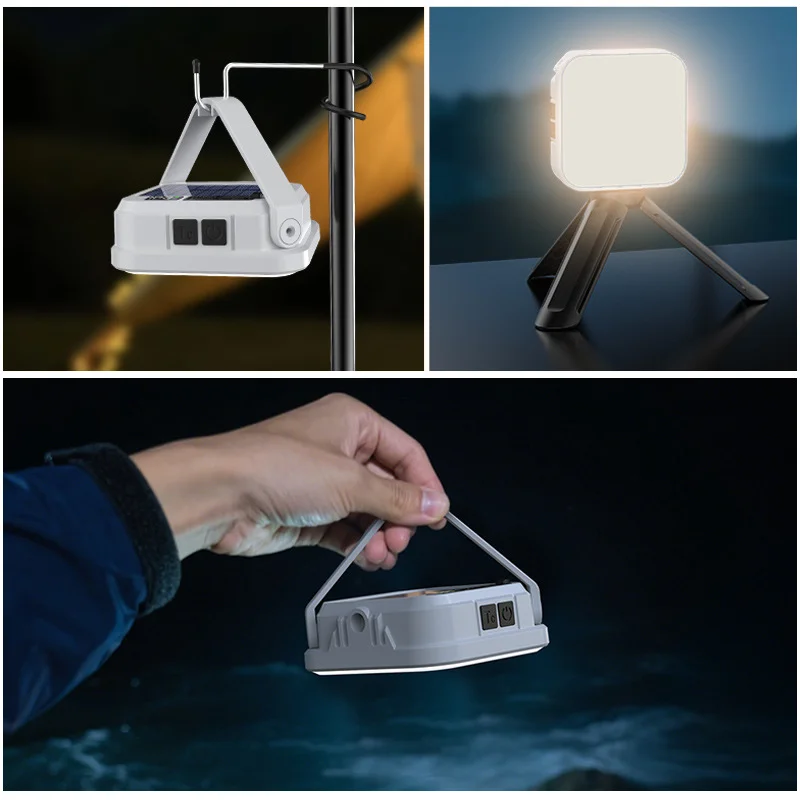 Illuminazione di emergenza Lampada da campeggio solare Tenda da esterno portatile Lampada a sospensione a LED ricaricabile SMD con display digitale