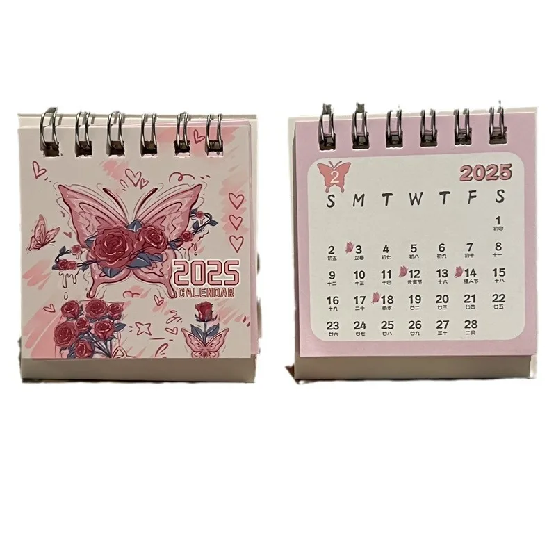 Butterfly Calendar 2025 Mini Desktop Student Desk Calendar Ins Girl Heart High Value Mini Small Desk Calendar