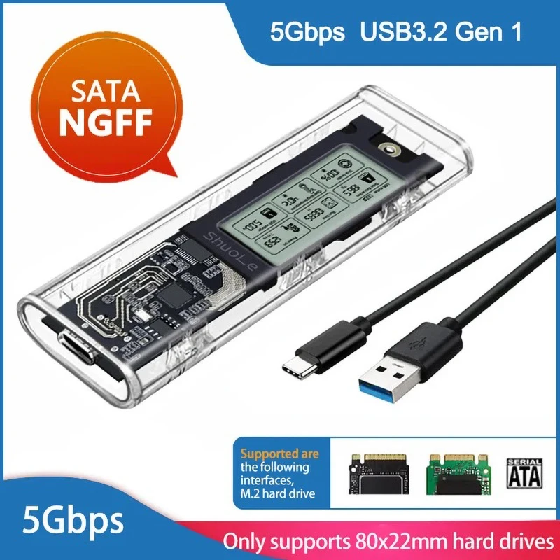 UTHAI M. 2 NVME/NGFF Dual Protocol Solid State Drive Case Intelligent Digital Health Detection Typc3.2 Hard Drive Case