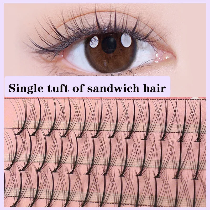 Anlinnet maquillaje profesional 60 grupos de pestañas de racimo Personal capullo único de pestañas sándwich M injerto de pestañas postizas