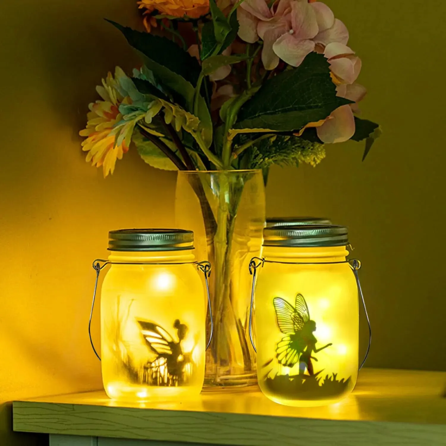 Solar Mason Jar Licht Solar Laterne Lichterkette Wasserdicht IP65 Hängen Stehende Solar Lampe Garten Ornament Für Terrasse Rasen