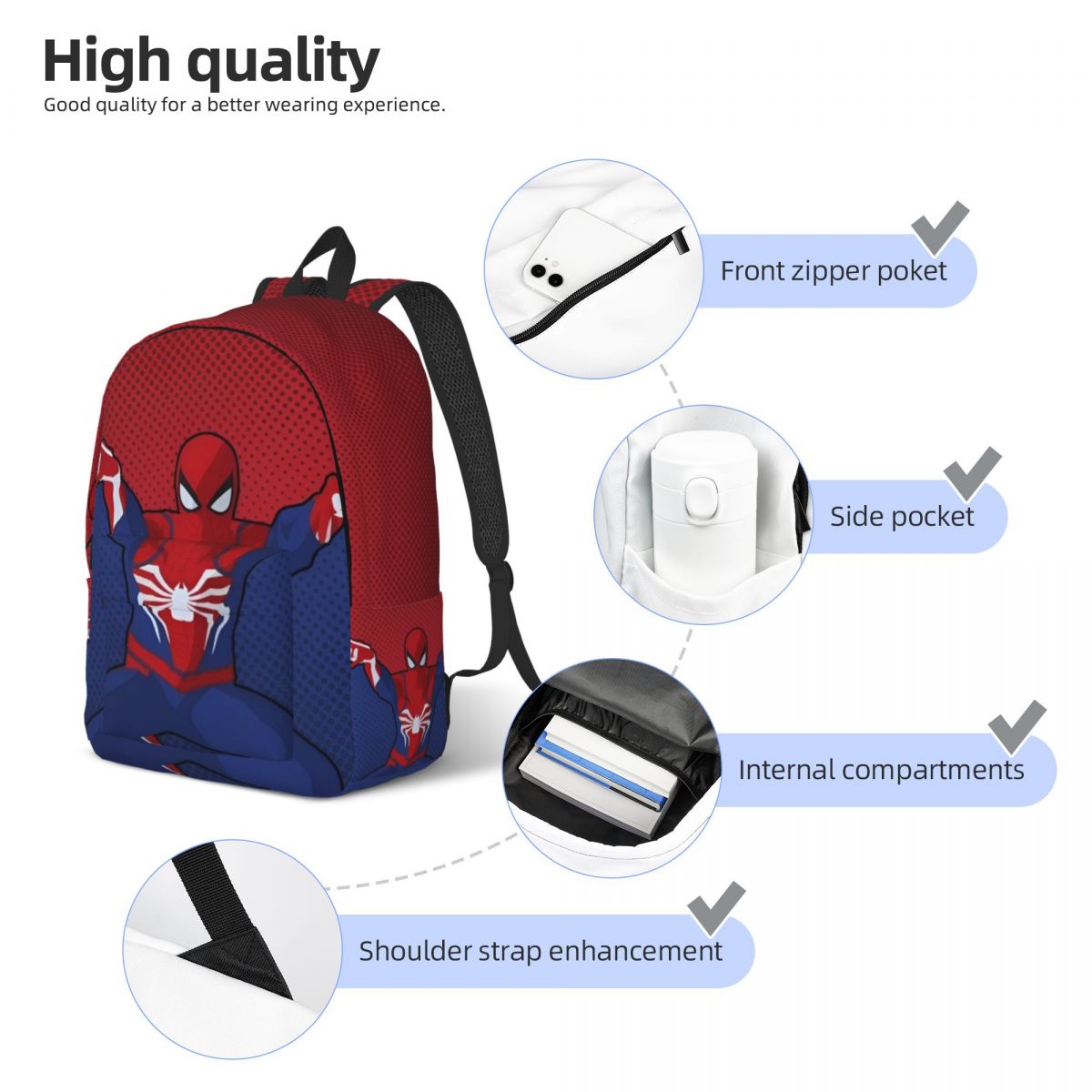 Spider Man Spider-Man untuk Remaja tas buku sekolah pelajar Daypack perjalanan kuliah tinggi menengah