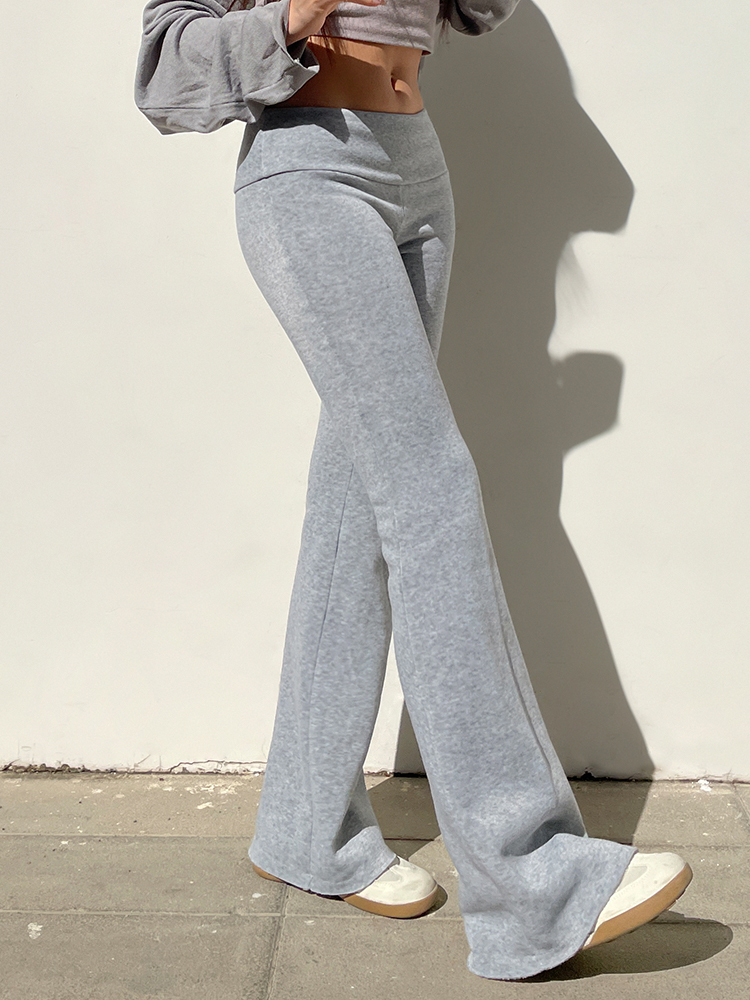 Weekeep-pantalones informales lisos de tiro bajo para mujer, mallas básicas ajustadas para Fitness, pantalones de chándal, ropa de calle de moda coreana, pantalones acampanados y2k