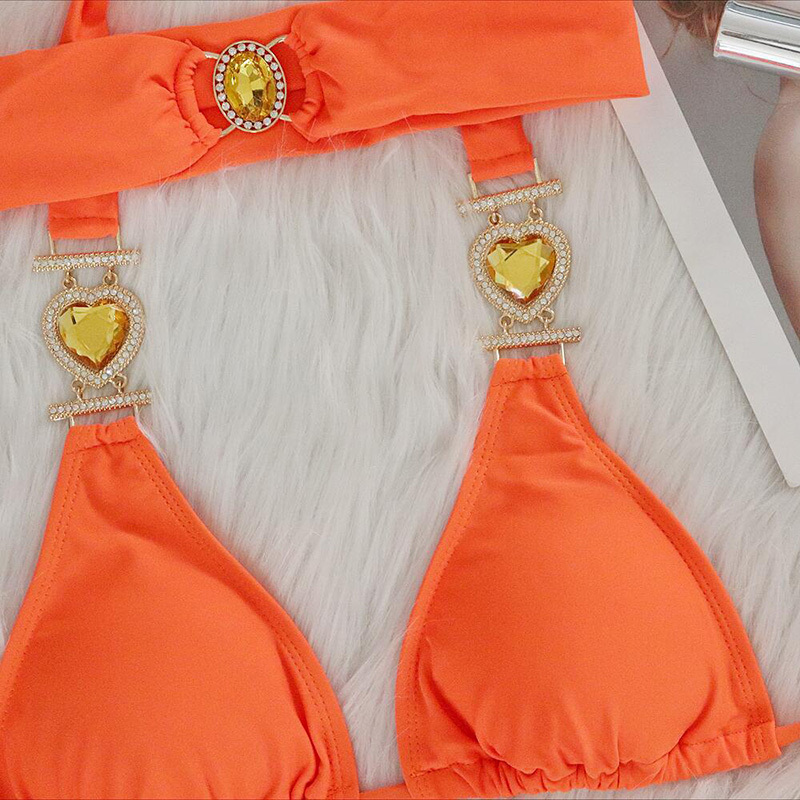 Sexy strass Bikinis maillots de bain avec bandeau femmes maillots de bain femme Push Up Bikini plage maillot de bain maillots de bain piscine baigneur