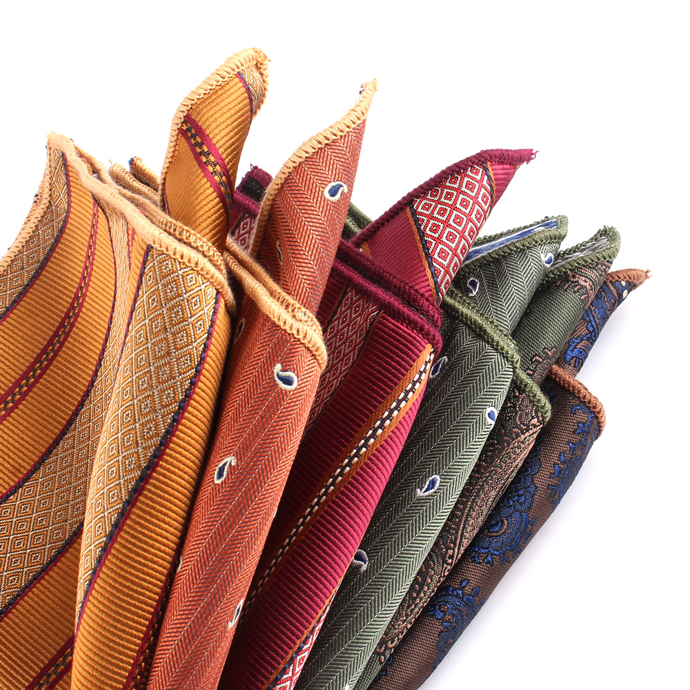 Quadrado de bolso para homens e mulheres, toalha torácica listrada, lenço para cavalheiros, ternos de lenço, cor laranja, presentes