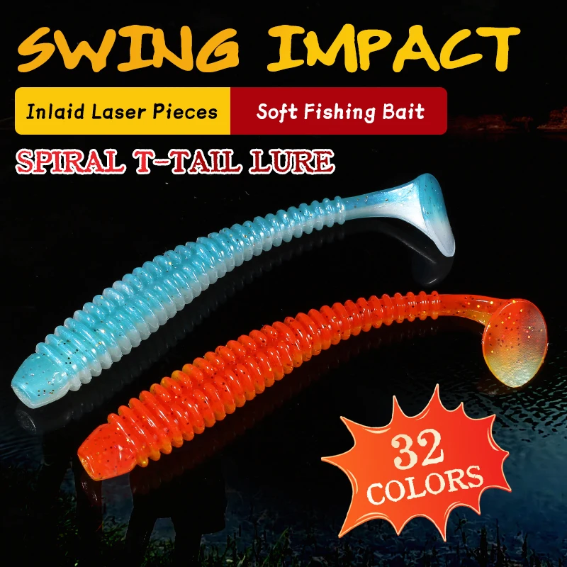 Siêu Lục Địa Va Đập Vòng Shad Mồi Câu Cá Mềm 63Mm 80Mm 97Mm Nhựa Mồi Swimbait Jigging Dụ Nhân Tạo Mồi Câu