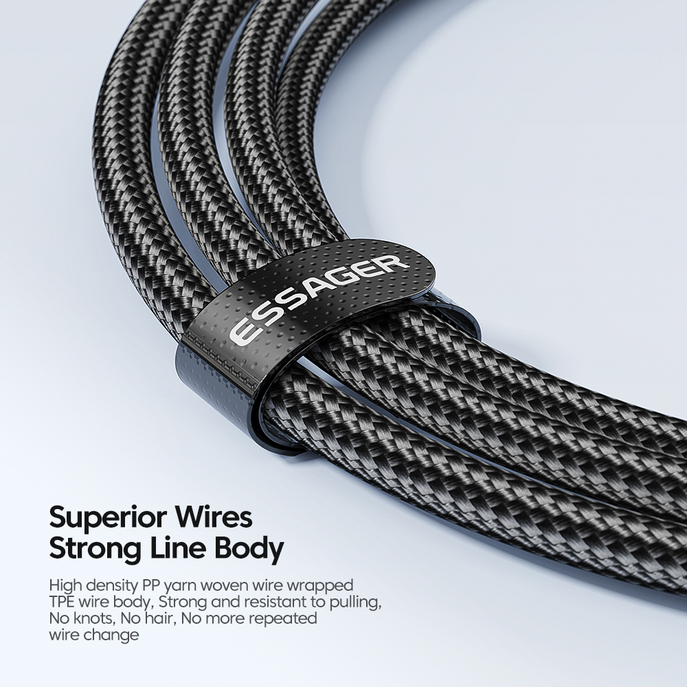 Essager 100W USB tipo C a USB C Cable USB-C PD Cable de carga rápida para Macbook Samsung Xiaomi tipo-c Cable USBC 3M