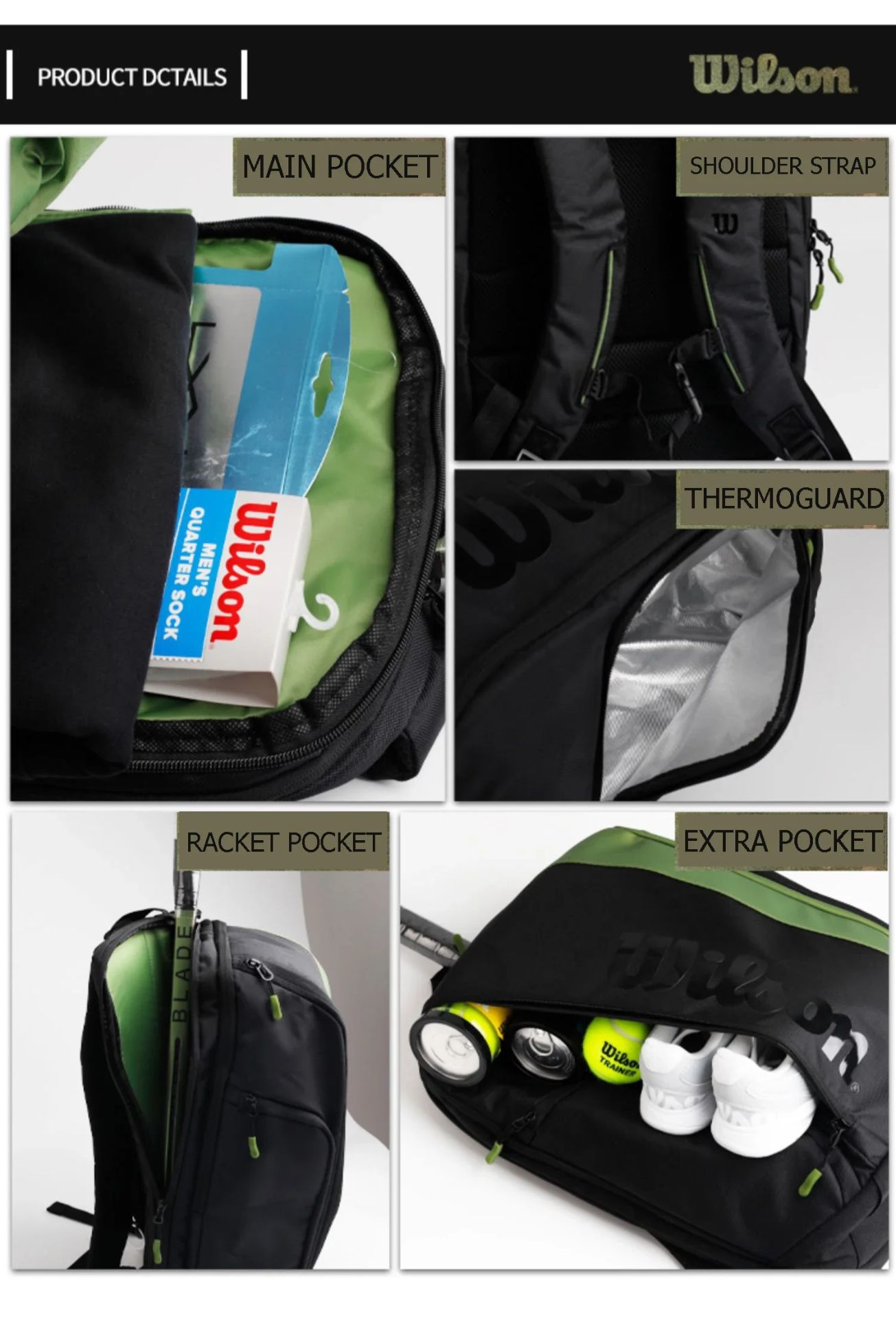 Wilson Bolsa de tenis de gran capacidad Tour conmemorativo abierto francés Mochila para raquetas de tenis para 2 raquetas con compartimento