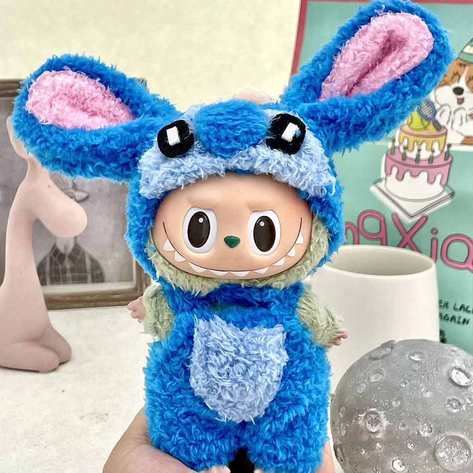 15-17 cm Labubu Puppe Stich Niedliches Set Zubehör Hängezubehör LabubuV1 V2 V3 Geburtstag Kinderspielzeug Geschenk