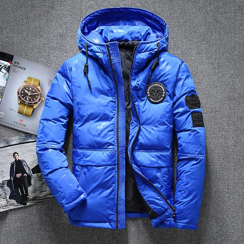 Männer Winter Warme Weiße Ente Unten Jacken Männer Outwear Dicke Schnee Parkas Mit Kapuze Mantel Männlich Casual Thermische Winddicht Unten jacke