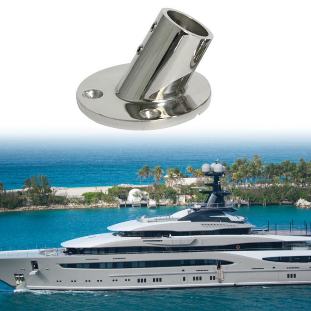 BABQ マリンステンレス鋼 60 度 22 ミリメートル 7/8 インチチューブラウンドベースハンドレール手すりフィッティング手漕ぎヨットアクセサリー