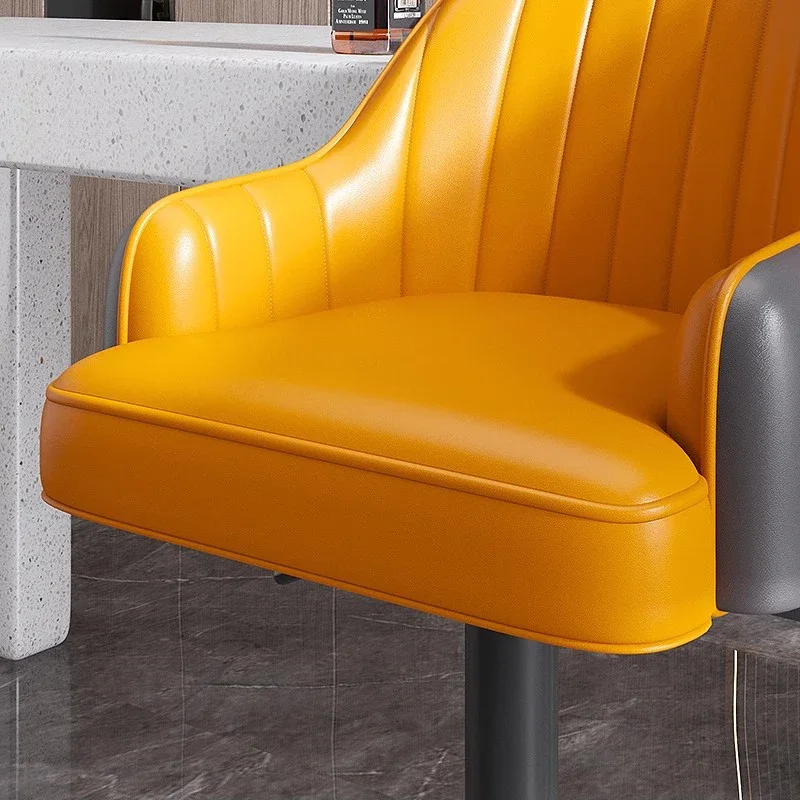 Nordic หมุนเก้าอี้บาร์หรูหรา PU-หนังโมเดิร์นแผนกต้อนรับเก้าอี้บาร์สํานักงาน Minimalist Design เฟอร์นิเจอร์บาร์ Barkrukken LLBC