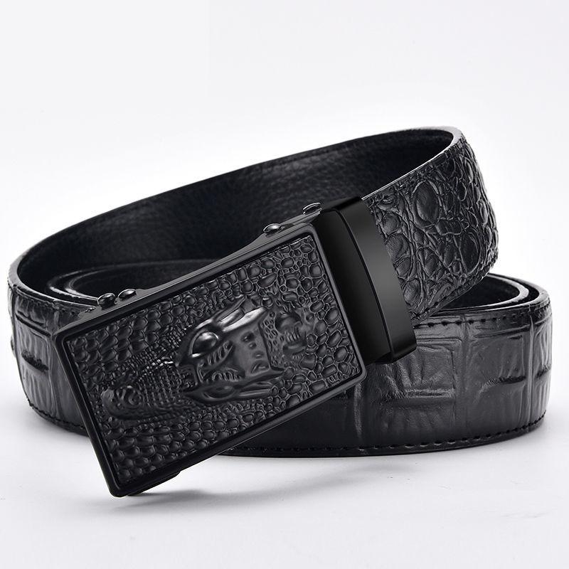 Cinturón de cuero genuino para hombre, cinturones masculinos de marca famosa de lujo de alta calidad, hebilla automática, correa con patrón de cocodrilo para hombre ZD2137