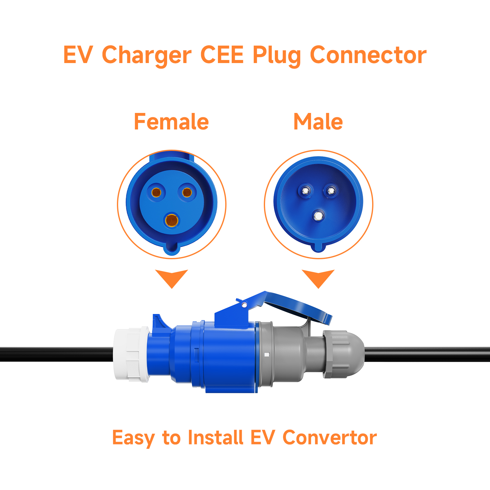 AFEEV EV Charger CEE Vrouwelijke Stekker 3 Pins Bule CEE naar Schuko Adapter Stopcontact Verlengen Kabel Sluit met 7KW 32A 1 Fase Oplader