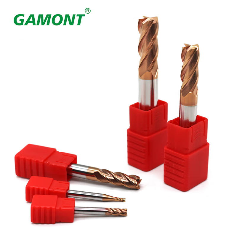 GAMONT 4-Flute Flat End Mill Tungsten Steel Carbide Alloy Coating  4-Shank 10PCS Milling Cutter For CNC Machining Endmills HRC55