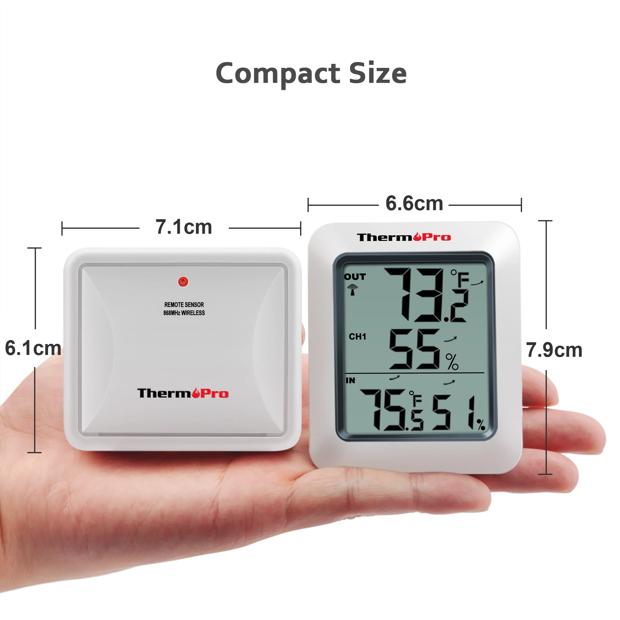 ThermoPro TP60C 60M Termómetro digital inalámbrico para interiores y exteriores Estación meteorológica higrómetro para el hogar