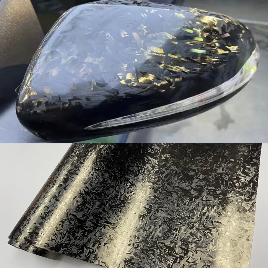 Recién llegado, película de vinilo de envoltura de fibra de carbono forjada 3D de oro negro mate, pegatinas para motocicleta, calcomanías, accesorios para automóviles, lámina envolvente