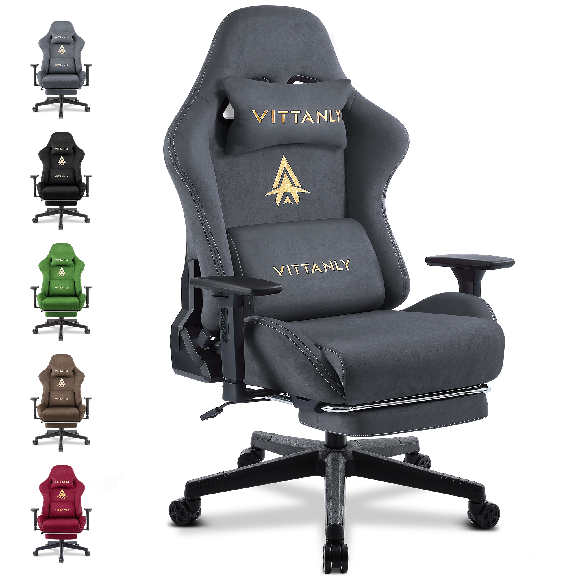 Marken-Gaming-Stuhl mit Fußstütze, Bürostuhl, ergonomische Lordosenstütze, höhenverstellbar, mit Wildleder-Liegestuhl für Damen und Herren