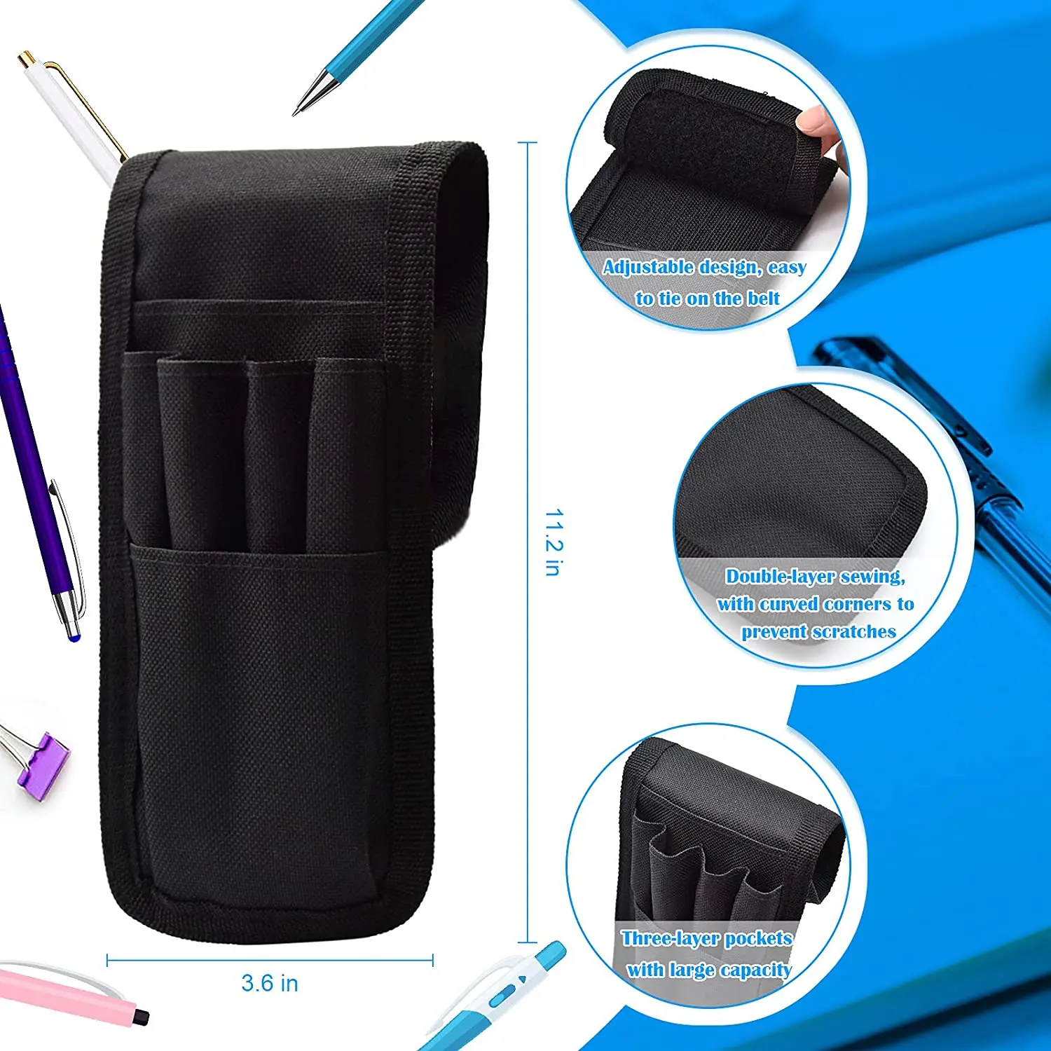 KATOLK-portalápices con cinturón, estuche para lápices táctico ajustable multifuncional, estuche para lápices de servicio militar desmontable, puede contener