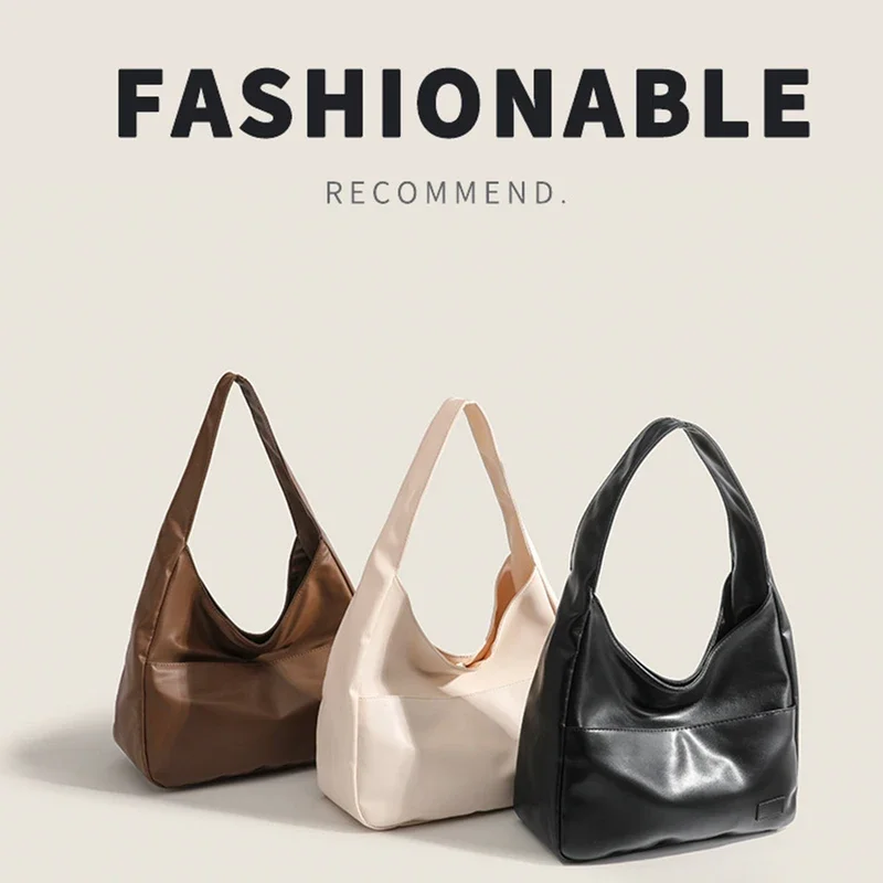 Bolsa de ombro retrô simples e casual, moderna para deslocamento casual, sacola de grande capacidade
