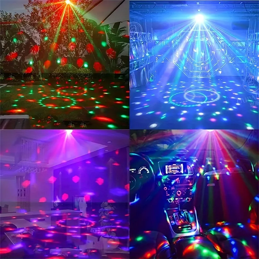 디스코 볼 DJ 야간 조명, 사운드 활성화 RGB 회전 무대 스트로브 램프, 홈 룸 생일 장식, 웨딩 댄스 파티, 1PC