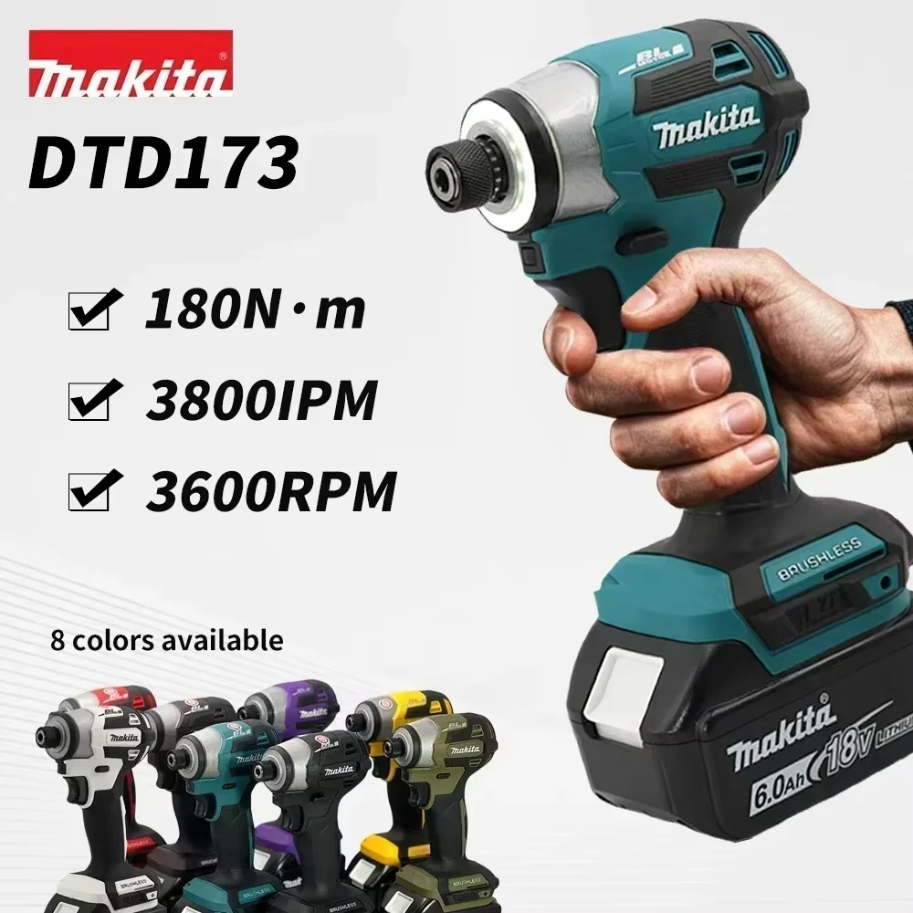 Makita DTD173 18V 1800rpm Cordless Impact Driver 180 N.m Brushless Motor Electric Drill Wood_Bolt_T-Mode for Multifunction Tool