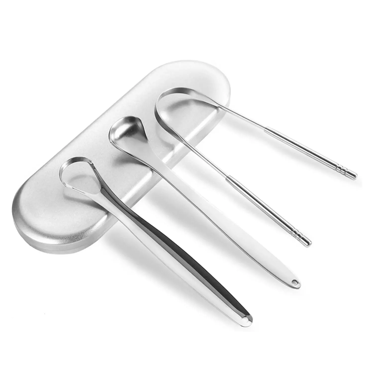 성인 및 어린이를위한 프리미엄 1pcs/3pcs 금속 혀 스크레이퍼 클리너, 제거를위한 휴대용 스테인레스 스틸 혀 스크레이퍼 브러쉬