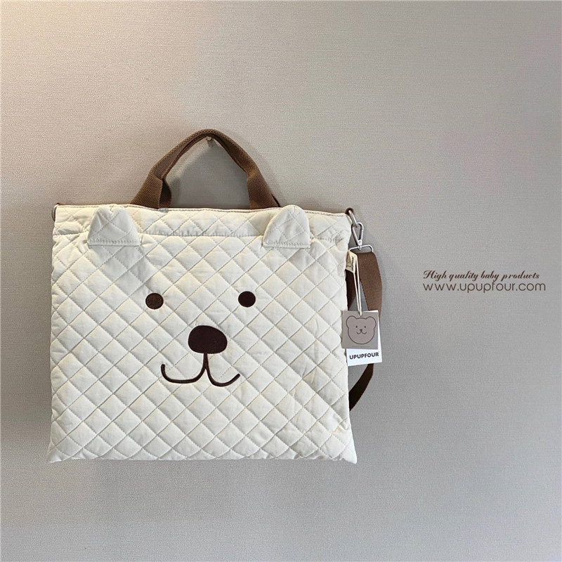 กระเป๋าผ้าอ้อมขนาดใหญ่ความจุการ์ตูนหมีผ้าฝ้ายแบบพกพา Travel Maternity Mommy กระเป๋ากระเป๋าถือผู้หญิง