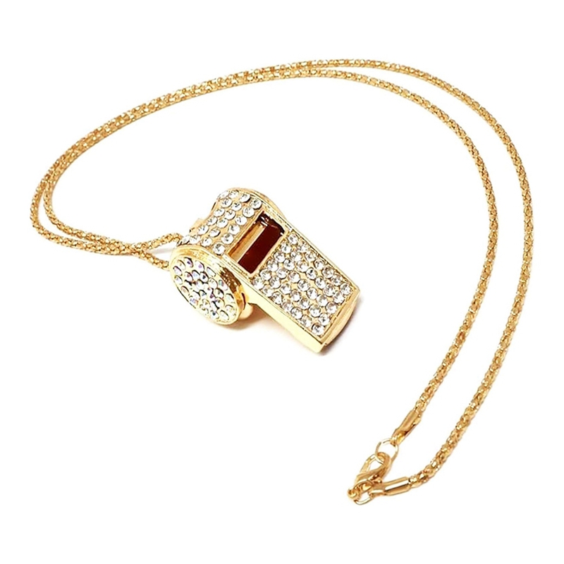 Whistle, Metal Crystal Rhinestone Whistle, Shining Whistle With Keychain For Referees, Coaches, Teachers