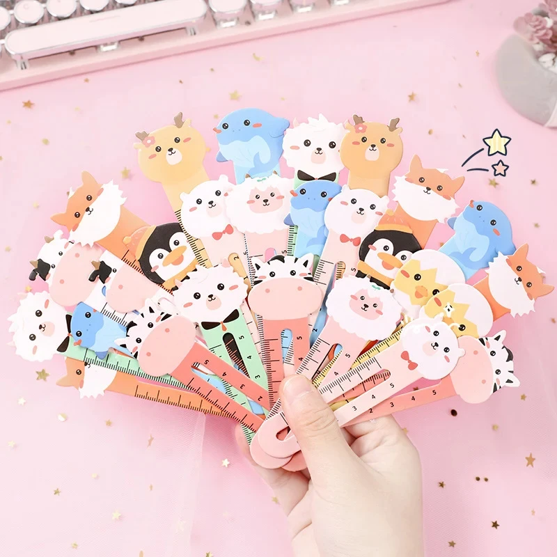 50-Pack de marcadores de animais de desenho animado, marcadores e réguas de dupla finalidade para uso em escritório e escolar, marcadores fofos de urso e gatinho fo